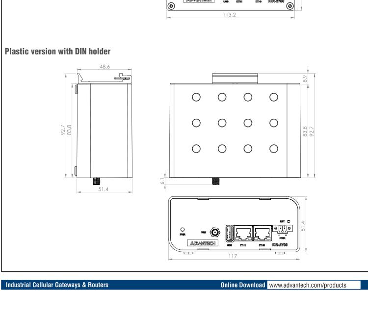 研华ICR-2701 ICR-2700, EMEA, 2x Ethernet, USB, Metal, Without Accessories