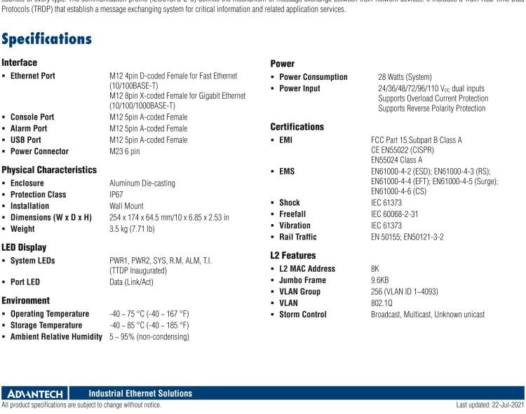 研华EKI-9512G-4GETB ETB Router with 8 x Giga Ethernet + 4 x Giga Ethernet(bypass) with dual wide voltage power input