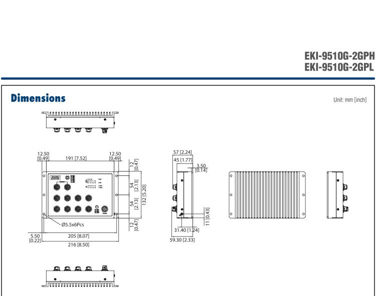 研华EKI-9510G-2GPH EN50155 Unmanaged PoE Ethernet Switch with 10xGE(2bypass), 72-110 VDC