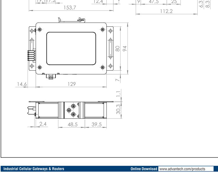 研华ICR-3201W ICR-3200, Global LAN, 2x Ethernet, 1x RS232, 1x RS485, Wi-Fi, Metal, Without Accessories