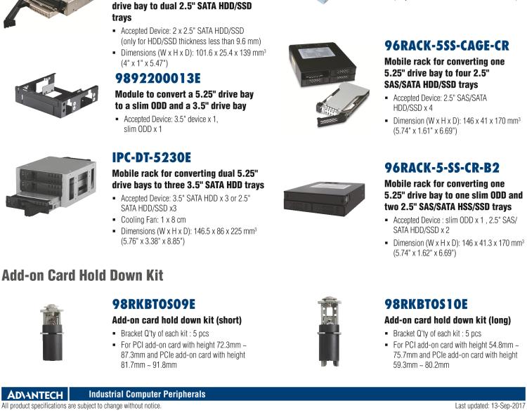 研华IPC-DT-5230E Disk Tray: transfer 5.25" drive bay x2 to 3.5" HDD x3