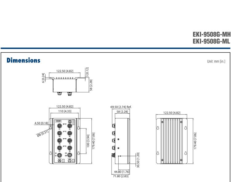研华EKI-9508G-ML EN50155 Managed Ethernet Switch with 8GE, 24-48 VDC