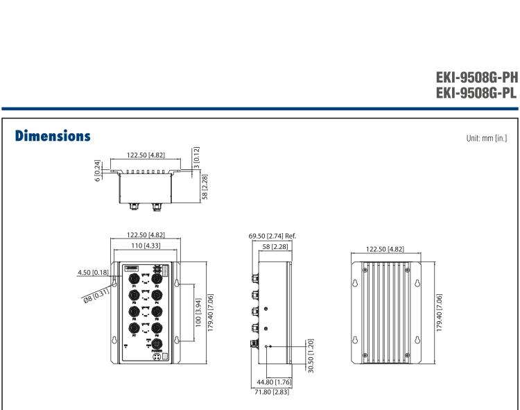 研华EKI-9508G-PH EN50155 Unmanaged PoE Ethernet Switch with 8GE, 72-110 VDC