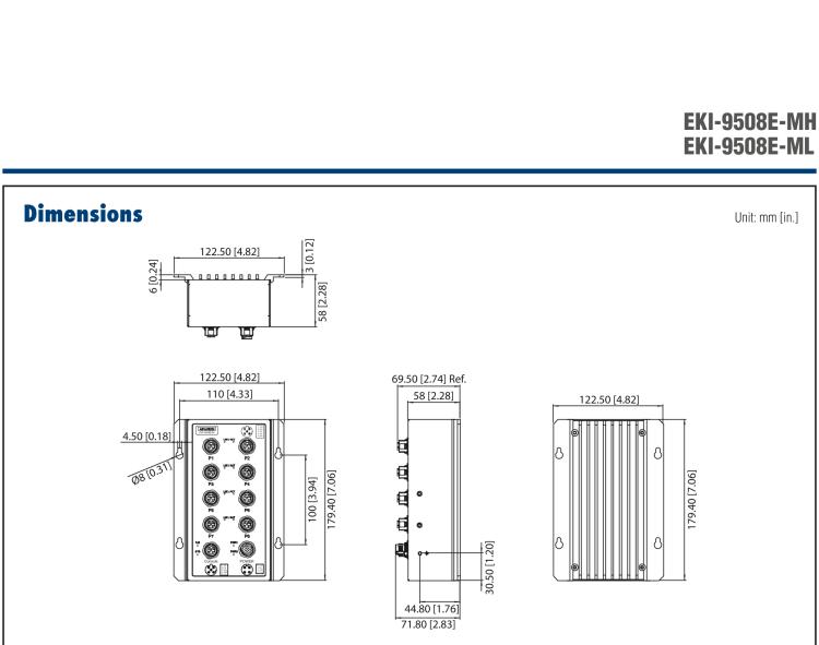 研华EKI-9508E-ML 8个百兆M12端口非网管EN50155交换机， 支持24/48 VDC电