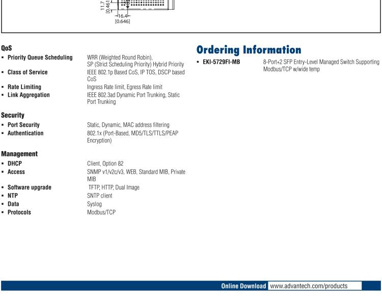 研华EKI-5729FI-MB 8-Port + 2 SFP Entry-Level Managed Switch