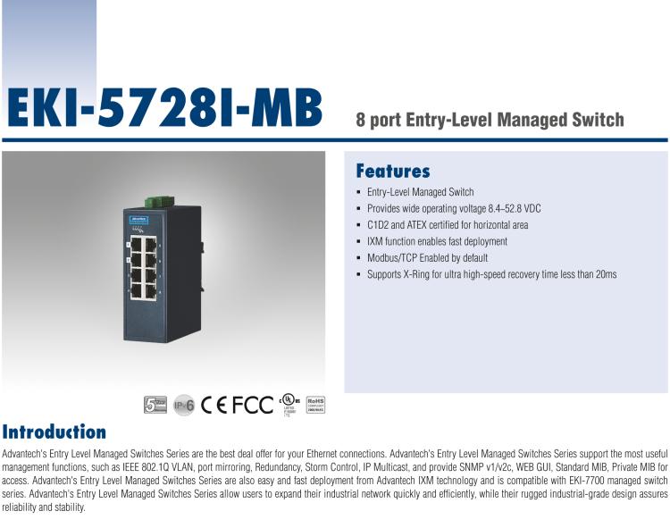 研华EKI-5728I-MB 8 Ports Entry-Level Managed Switch