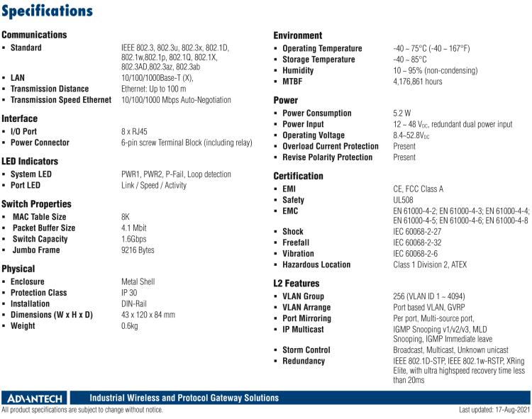 研华EKI-5728I-MB 8 Ports Entry-Level Managed Switch