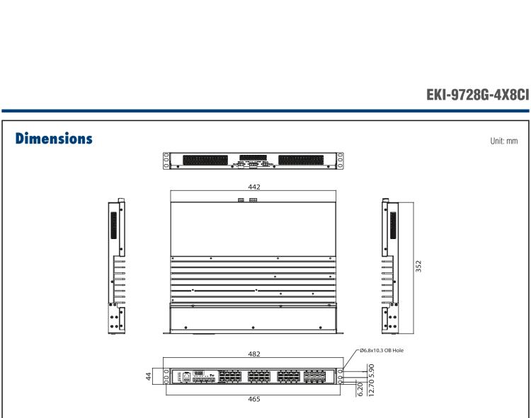 研华EKI-9728G-4X8CI 4 x 10GbE + 16GE + 8GE Combo L3 Managed Ethernet Switch, -40~85℃