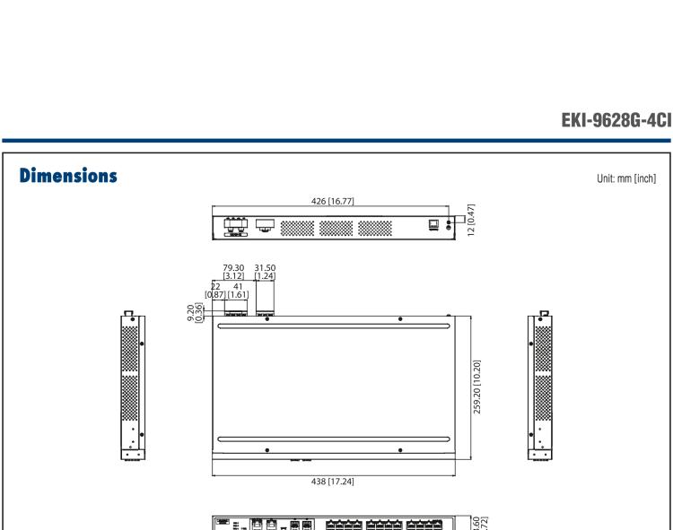 研华EKI-9628G-4CI 24GE+4G Combo端口 机架式三层工业以太网交换机，-40～75℃