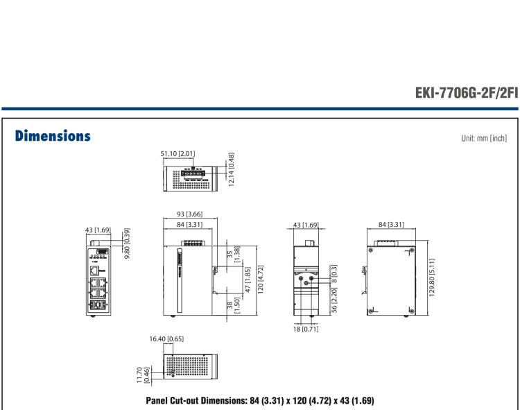 研华EKI-7706G-2FI 4GE+2G SFP网管型工业以太网交换机，-40～75℃