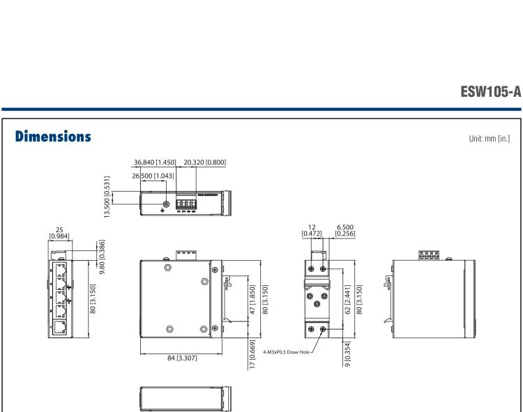 研华BB-ESW105-A 5FE Slim-type Unmanaged Industrial Ethernet Switch with Low VAC Power Input