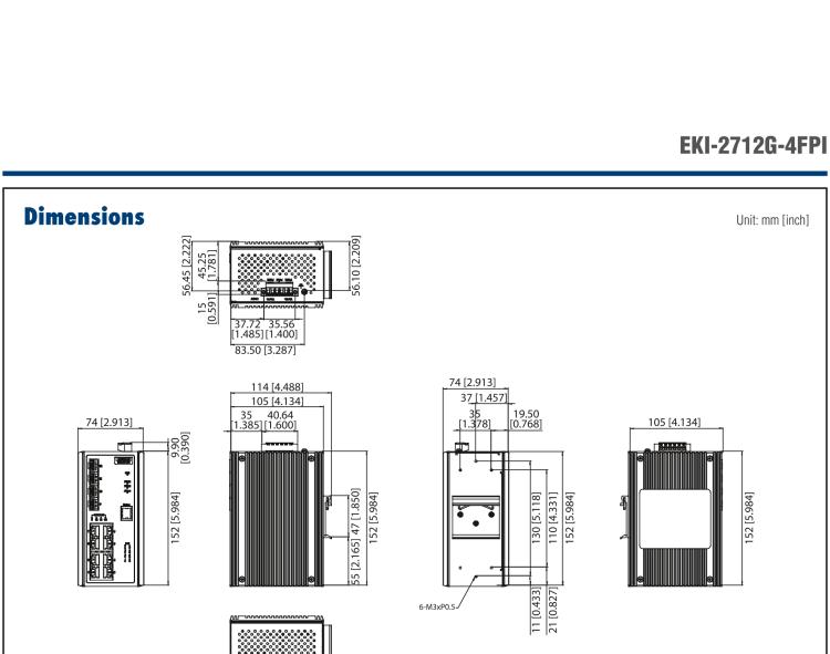 研华EKI-2712G-4FPI 8G+4SFP端口非网管PoE工业以太网交换机