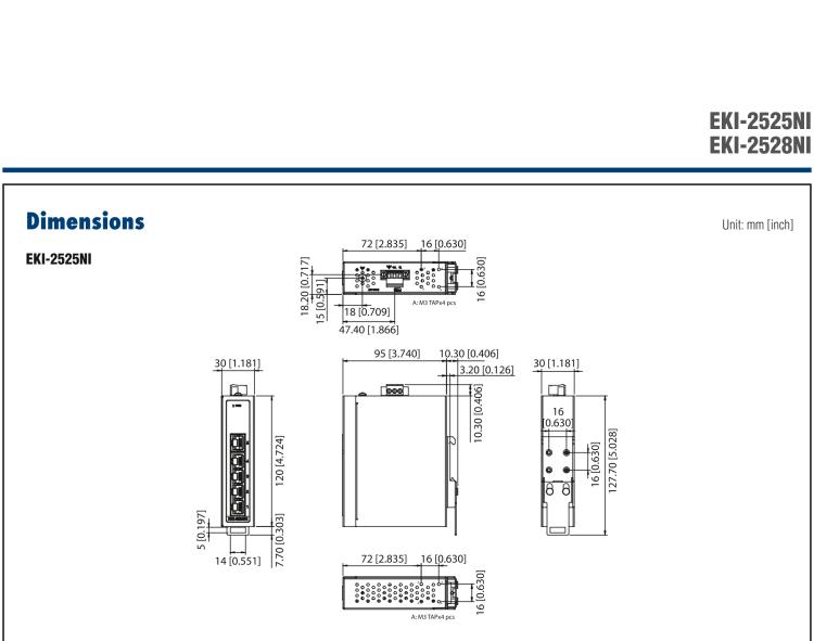 研华EKI-2528NI 5FE Unmanaged Ethernet Switch, -40~75℃