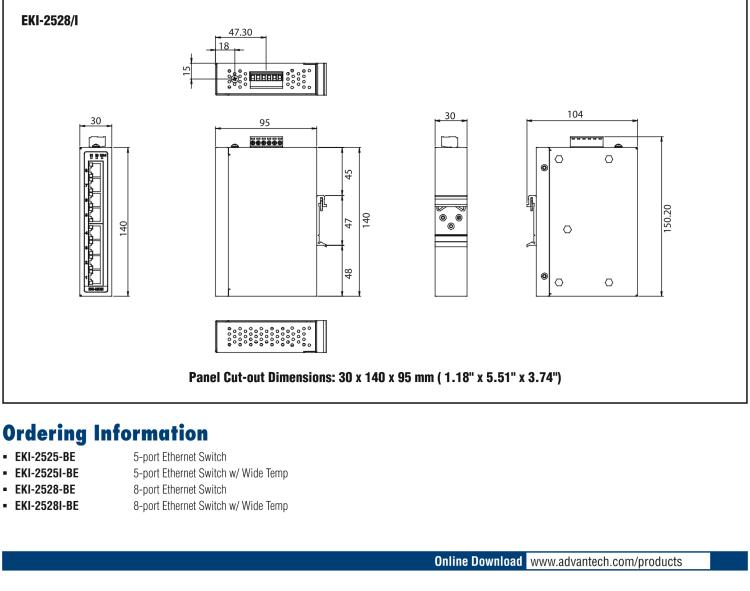 研华EKI-2528I 8端口宽温非网管型工业以太网交换机