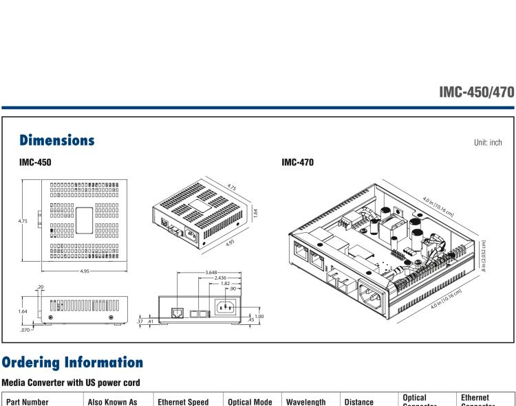 研华IMC-470-M1-US Standalone Media Converter, 1000Mbps, Multimode 1300nm, 2km, SC, AC adapter (also known as Giga-McBasic 856-30602)