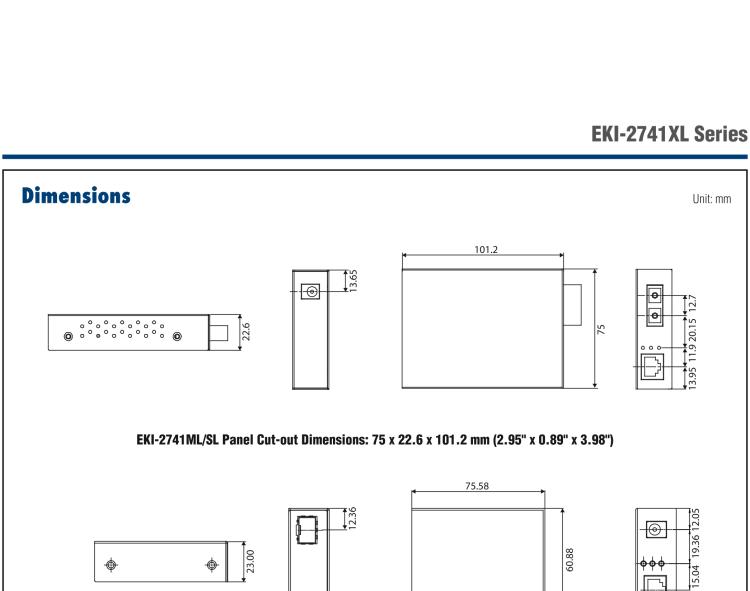 研华EKI-2741SL Media Converter, 1000Mbps, Single mode 1310nm, 10km, SC, AC adapter