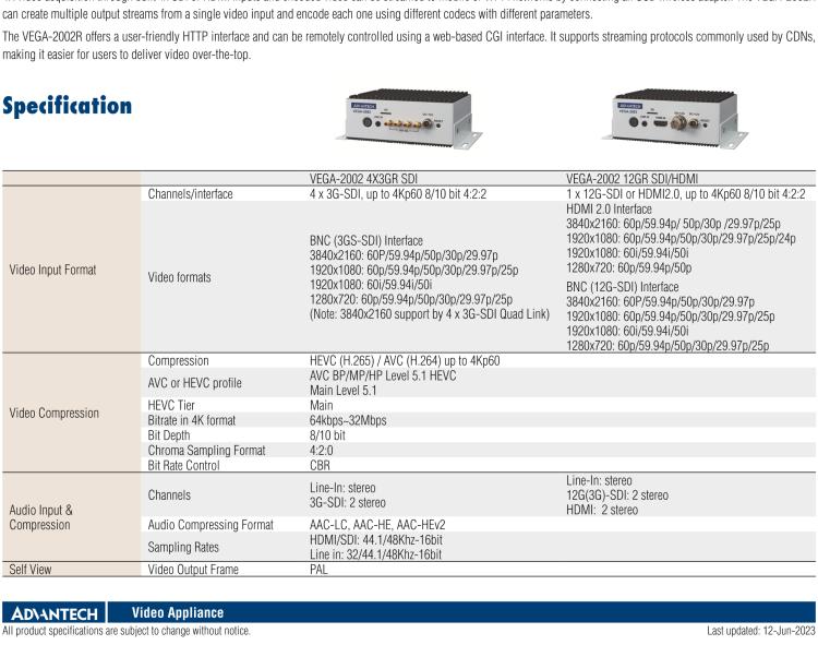 研华VEGA-2002R 4K UHD H.265/H.264 Real-Time Fanless Streaming Box