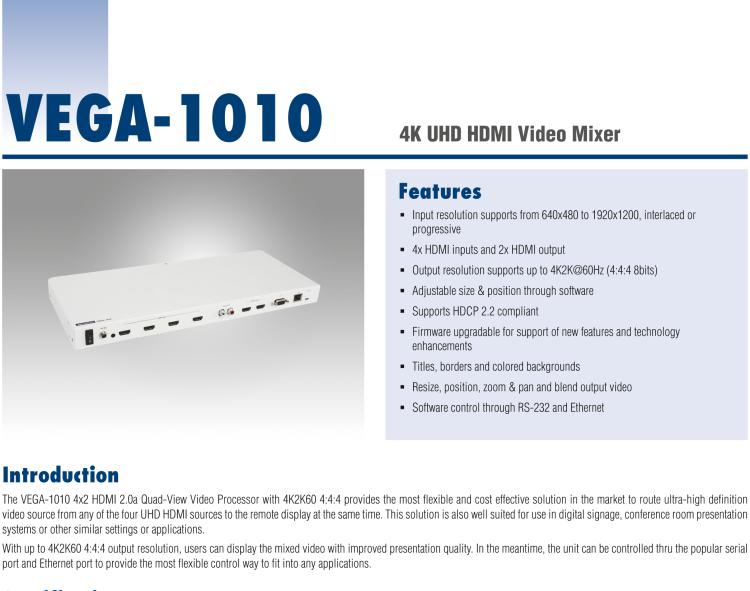 研华VEGA-1010 4K UHD HDMI Video Mixer