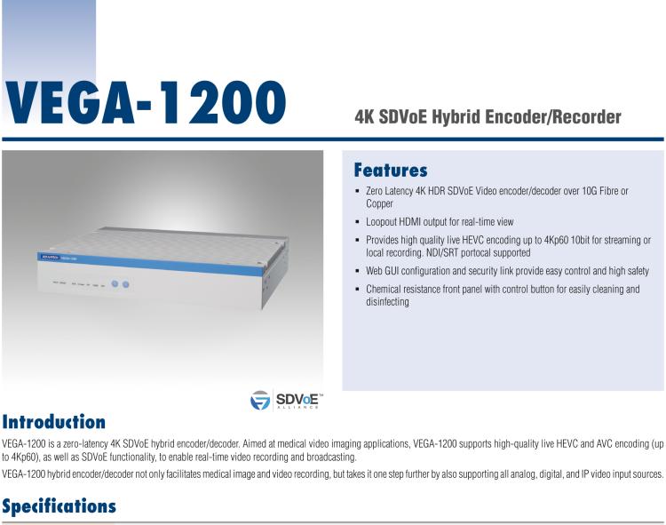 研华VEGA-1200 基于SDVoE 4K无压缩传输和编码串流一体机