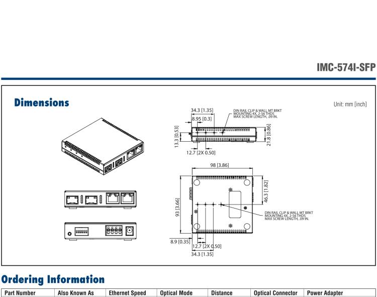 研华IMC-574I-SFP Managed Hardened Media Converter, 1000Mbps, 2xSFP (also known as IE-Multiway 854-11121)