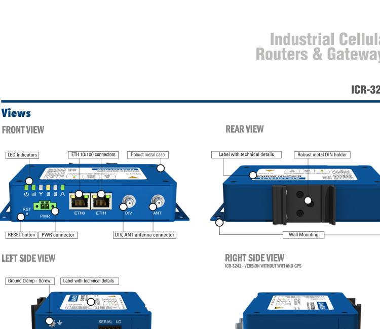 研华ICR-3241W-1ND ICR-3200, NAM, FirstNet, 2x Ethernet, 1x RS232, 1x RS485, Wi-Fi, Metal, Without Accessories