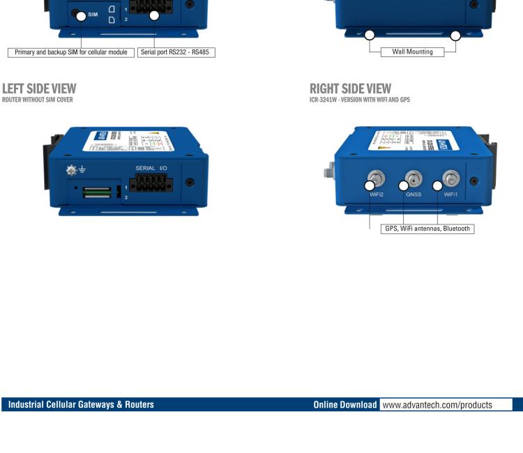 研华ICR-3241W-1ND ICR-3200, NAM, FirstNet, 2x Ethernet, 1x RS232, 1x RS485, Wi-Fi, Metal, Without Accessories