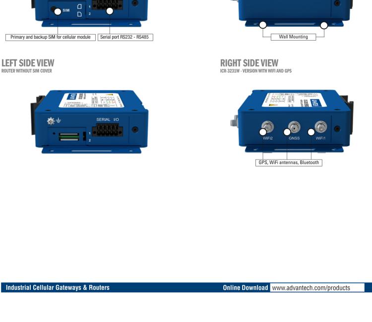 研华ICR-3231W ICR-3200, EMEA, 2x Ethernet, 1x RS232, 1x RS485, Wi-Fi, Metal, Without Accessories