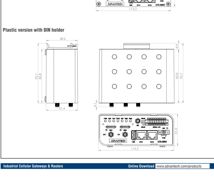 研华ICR-2834WPA02 ICR-2800, EMEA, 2x Ethernet, 2× RS232/RS485, USB, Wi-Fi, Plastic, UK ACC