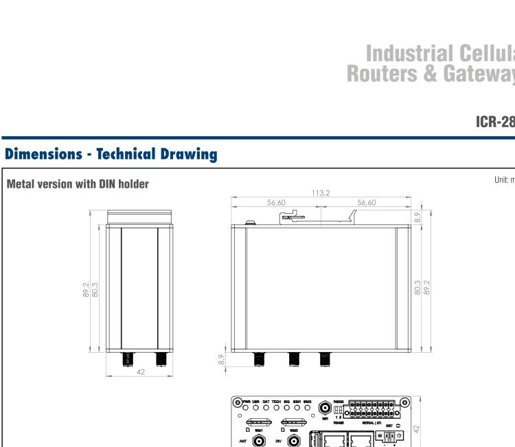 研华ICR-2834WA02 ICR-2800, EMEA, 2x Ethernet, 2× RS232/RS485, USB, Wi-Fi, Metal, UK ACC