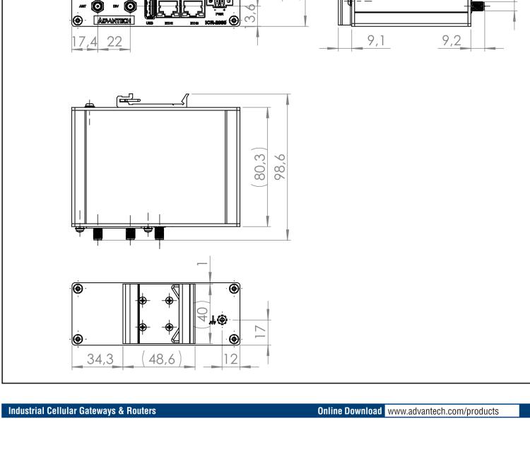 研华ICR-2834GA02 ICR-2800, EMEA, 2x Ethernet, 2× RS232/RS485, USB, GPS, Metal, UK ACC