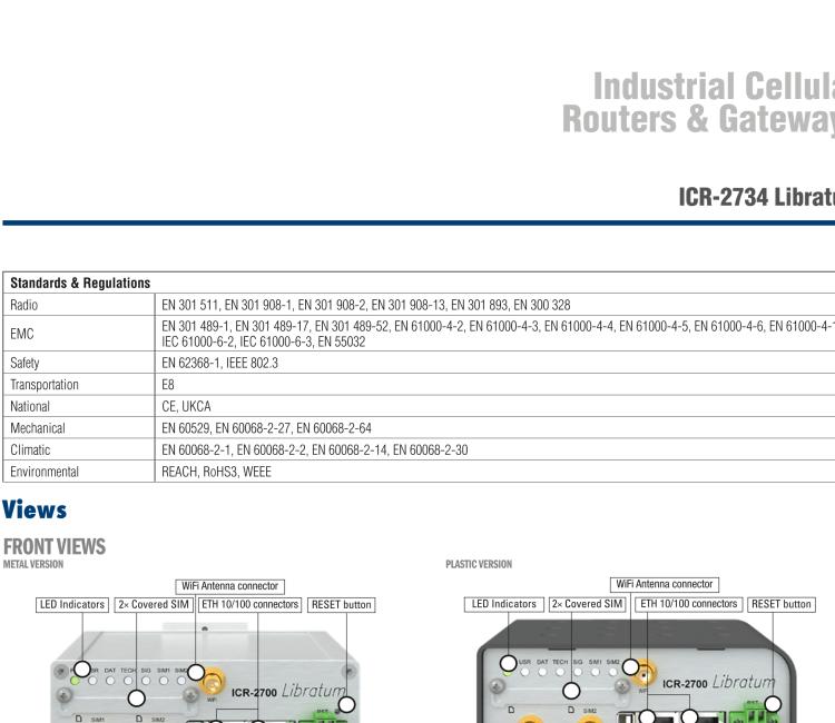 研华ICR-2734WA02 ICR-2700, EMEA, 2x Ethernet, USB, Wi-Fi, Metal, UK Accessories