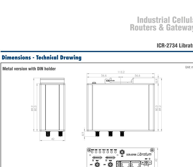 研华ICR-2734WA02 ICR-2700, EMEA, 2x Ethernet, USB, Wi-Fi, Metal, UK Accessories