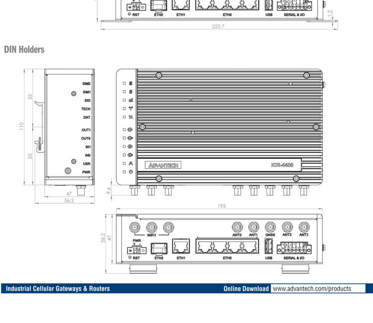 研华ICR-4453 ICR-4400, EUROPE, NAM, 5x Ethernet, 1x RS232, 1x RS485, CAN, SFP, USB, SD, Without Accessories