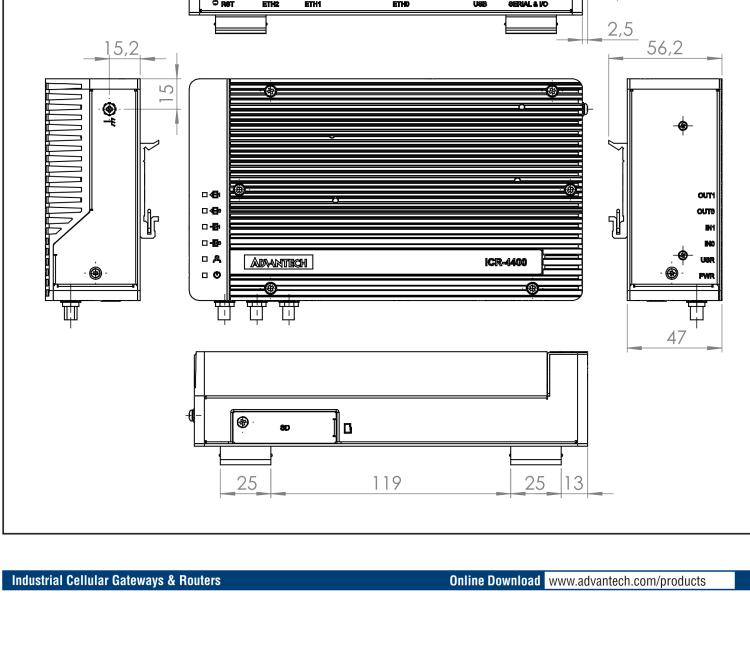 研华ICR-4401W1S ICR-4400, GLOBAL, 5xETH, 1× RS232, 1× RS485, CAN, PoE PSE+, WIFI, SFP, USB, SD, No ACC