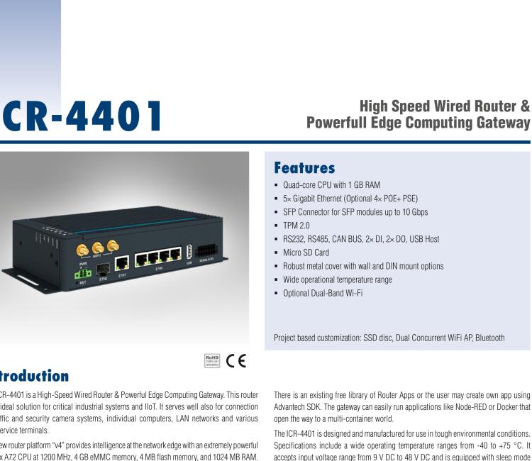 研华ICR-4401W1 ICR-4400, GLOBAL, 5× ETH, 1× RS232, 1× RS485, CAN, WIFI, SFP, USB, SD, No ACC