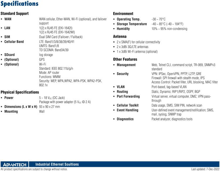 研华EKI-1642I Industrial Cellular Router w/ GPS