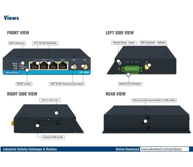 研华ICR-2531 ICR-2500, EMEA, 4x Ethernet , Metal, Without Accessories