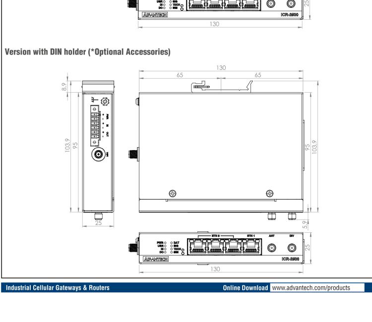 研华ICR-2531 ICR-2500, EMEA, 4x Ethernet , Metal, Without Accessories