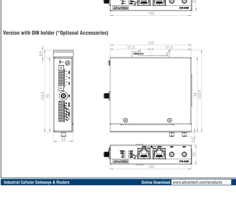 研华ICR-2431W ICR-2400, EMEA, 2x Ethernet , 1x RS232, 1x RS485, Wi-Fi, Metal, Without Accessories