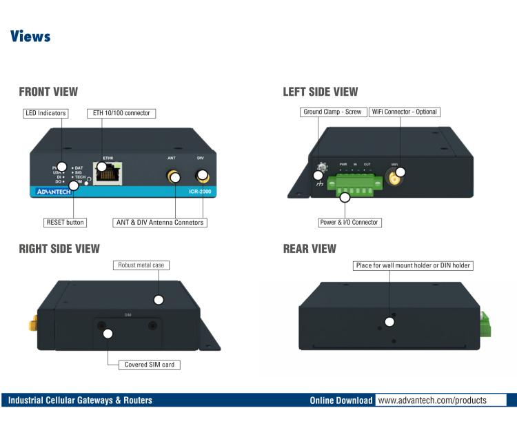 研华ICR-2031W ICR-2000, EMEA, 1x Ethernet, Wi-Fi, Metal, Without Accessories