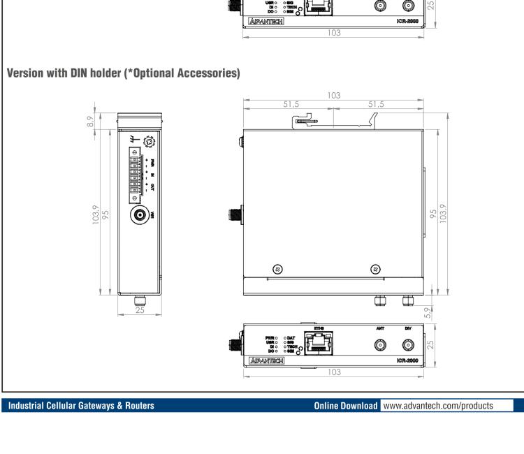 研华ICR-2031W ICR-2000, EMEA, 1x Ethernet, Wi-Fi, Metal, Without Accessories