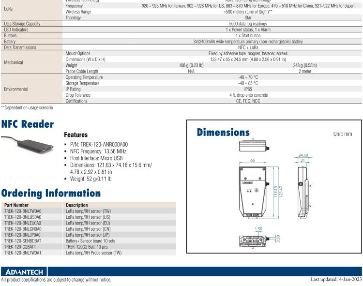 研华USM-S62 LoRa网关，用于 TREK-120 温湿度传感器