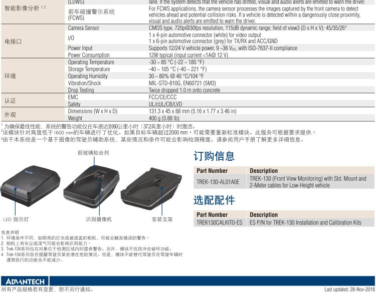 研华TREK-130 前方防撞ADAS模块