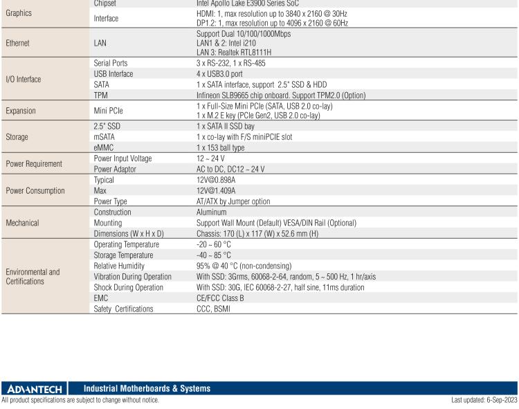 研华EPC-U2217 Intel Atom第六代Apollo Lake无风扇嵌入式工控机，3LAN，板载eMMC，CANBUS