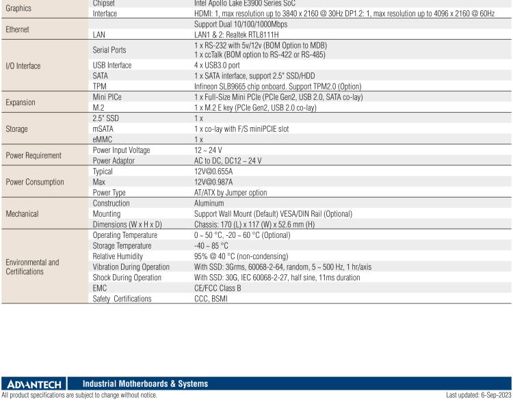 研华EPC-U2117 Intel Atom第六代Apollo Lake无风扇嵌入式工控机，板载eMMC，CANBUS