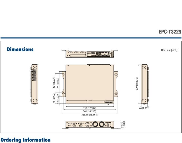 研华EPC-T3229 适配AMD V2748 处理器。拥有1个全高PCIe扩展位，1U高度，支持上架。适用于边缘AI等行业。