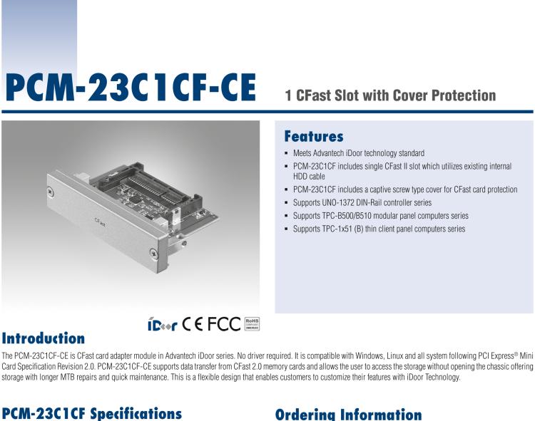 研华PCM-23C1CF 1插口CFast插槽，带保护盖