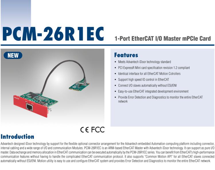研华PCM-26R1EC 1端口Ethercat IO主站卡(mPCIe)