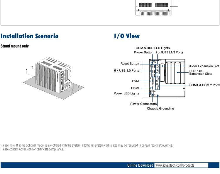 研华UNO-3285C 搭配Intel® Core™处理器，4×PCI(e) 扩展槽，2 x GbE, 2 x mPCIe, HDMI, DVI-I