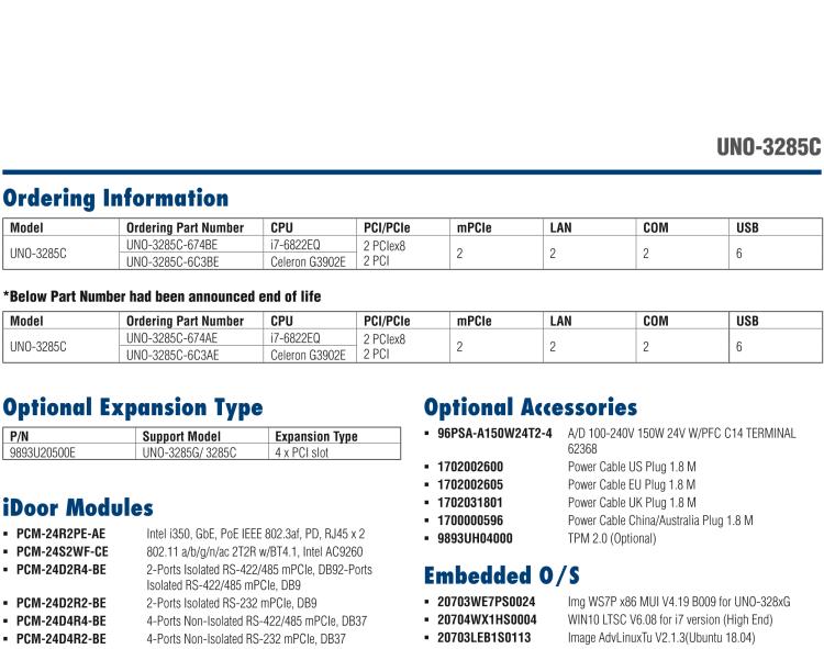 研华UNO-3285C 搭配Intel® Core™处理器，4×PCI(e) 扩展槽，2 x GbE, 2 x mPCIe, HDMI, DVI-I